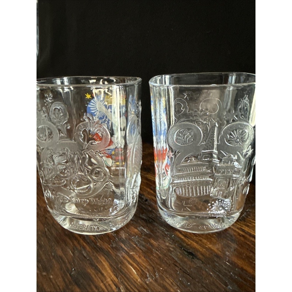 McDonald's Sorcerer Mickey Glass Cups Millennium Celebration2000 Vintage Glasses - Picture 4 of 6